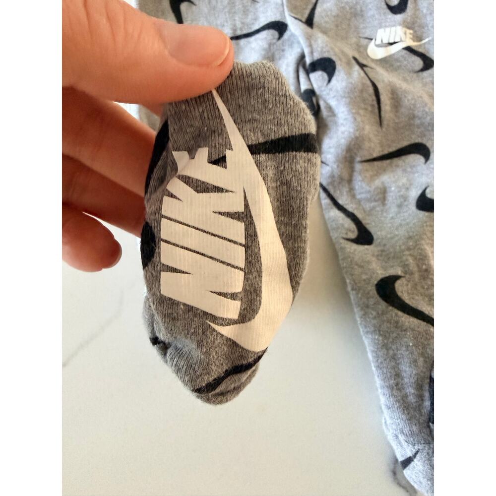 Nike Baby Footed Pants - Gray Allover Logo Print - Picture 2 of 4